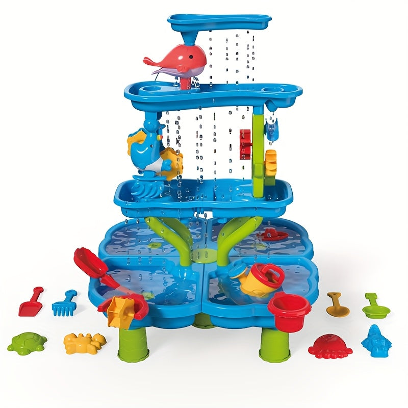 Outdoor Play Equipment with 4-Tier, Kids Sand Water Table 3-in-1 Sensory - 4-Tier option