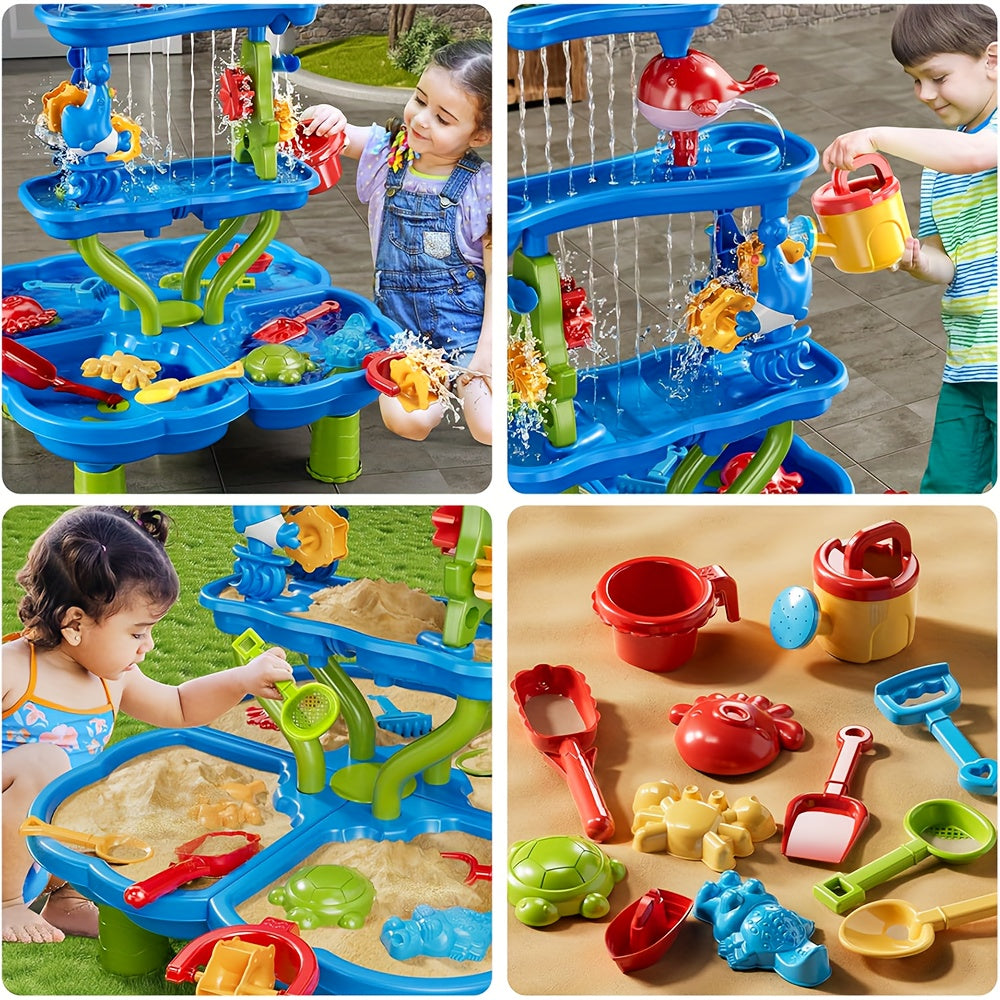 Outdoor Play Equipment with 4-Tier, Kids Sand Water Table 3-in-1 Sensory - product gallery image 3