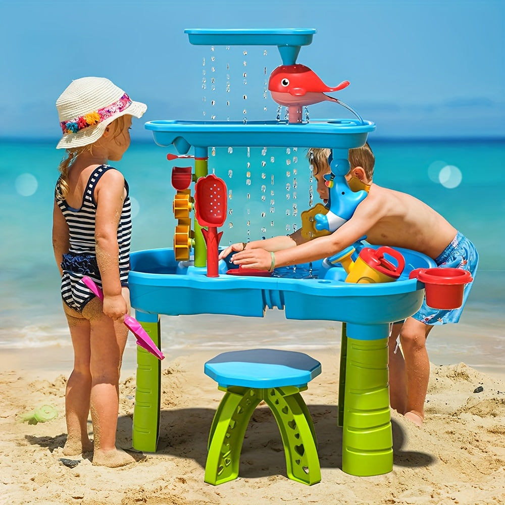 Outdoor Play Equipment with Waterproof, 4Layer, Sand Water Table Kids 3/4 Tier - product gallery image 4