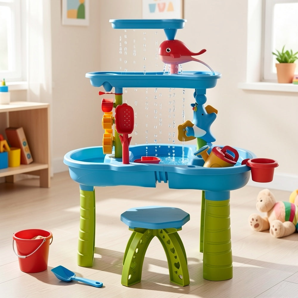 Outdoor Play Equipment with Waterproof, 4Layer, Sand Water Table Kids 3/4 Tier - product gallery image 5