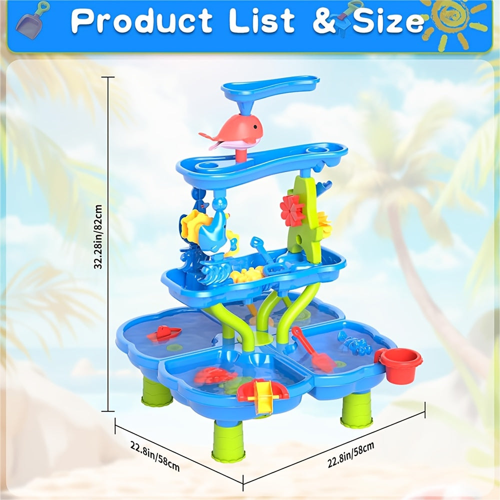 Outdoor Play Equipment with Waterproof, 4Layer, Sand Water Table Kids 3/4 Tier - product gallery image 6