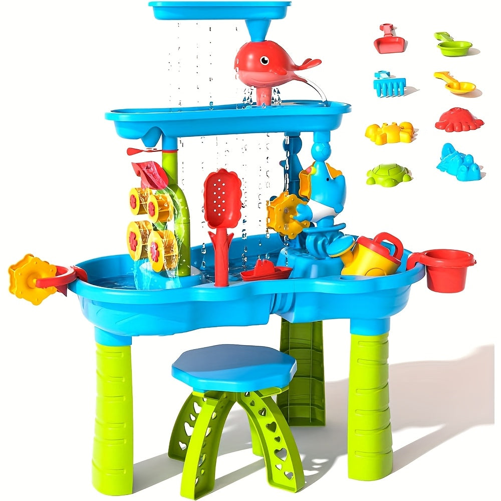 Outdoor Play Equipment with Waterproof, 4Layer, Sand Water Table Kids 3/4 Tier