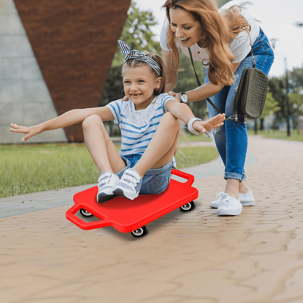 Outdoor Play Equipment with Wheels, Plastic, Kids Sitting Scooter Board Handles Floor - product gallery image 14