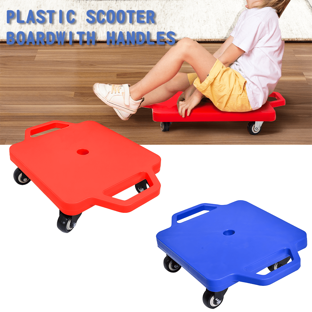 Outdoor Play Equipment with Wheels, Plastic, Kids Sitting Scooter Board Handles Floor - product gallery image 15