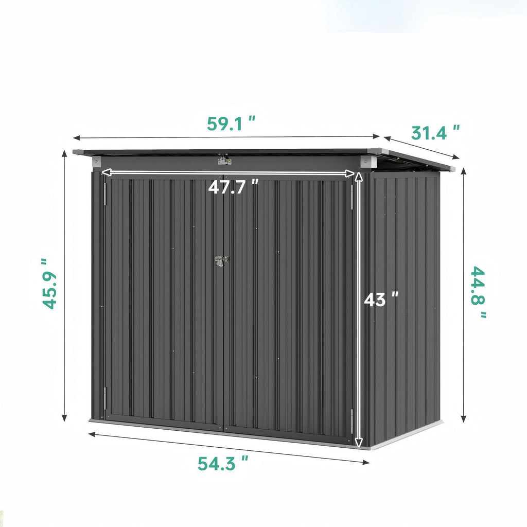 Outdoor Storage Shed with Lockable, Double Doors Lockable Gas-Spring Lid Patio - product gallery image 2