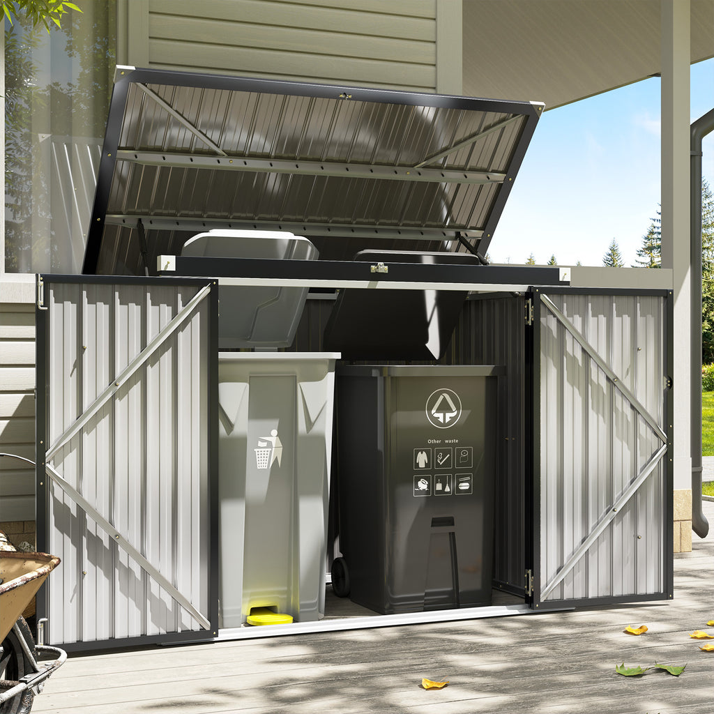 Outdoor Storage Shed with Lockable, Double Doors Lockable Gas-Spring Lid Patio - product gallery image 7