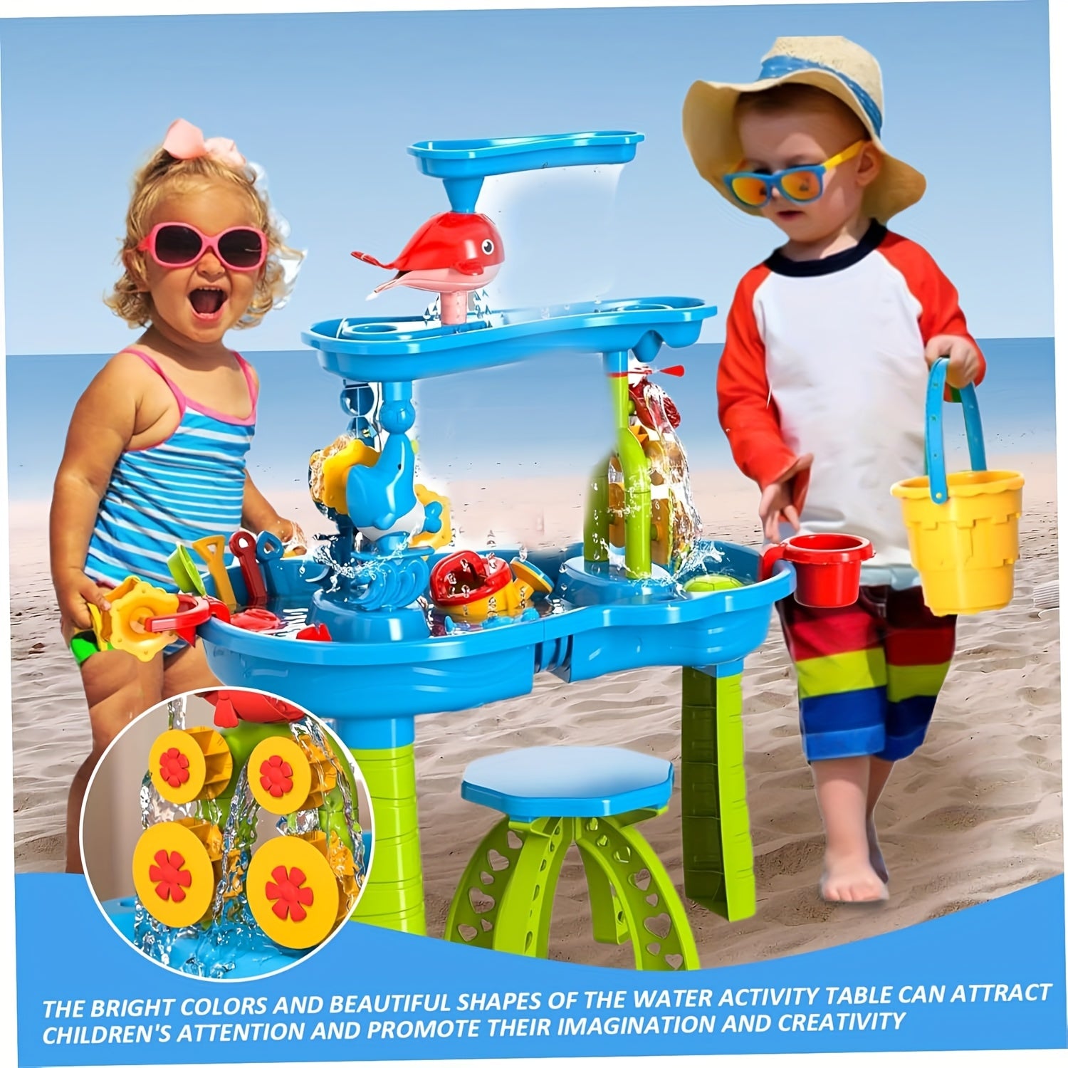 Outdoor Toy with Plastic, Table with four levels for sand and water play - product gallery image 5