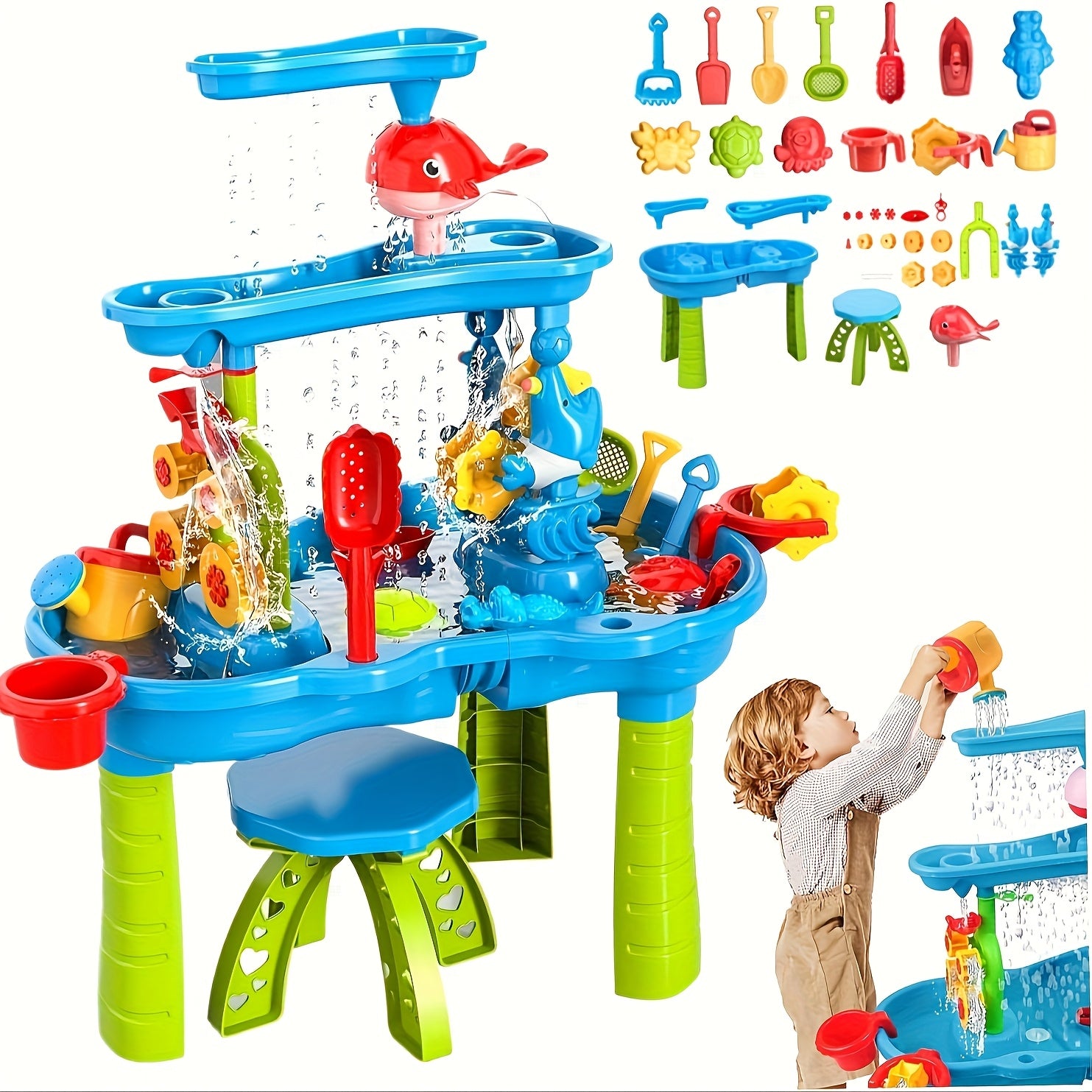 Outdoor Toy with Plastic, Table with four levels for sand and water play