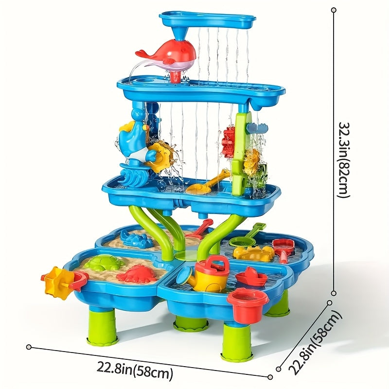 Outdoor Toy with Plastic, Table with four levels for sand and water play - Table with four levels for sand and water play option