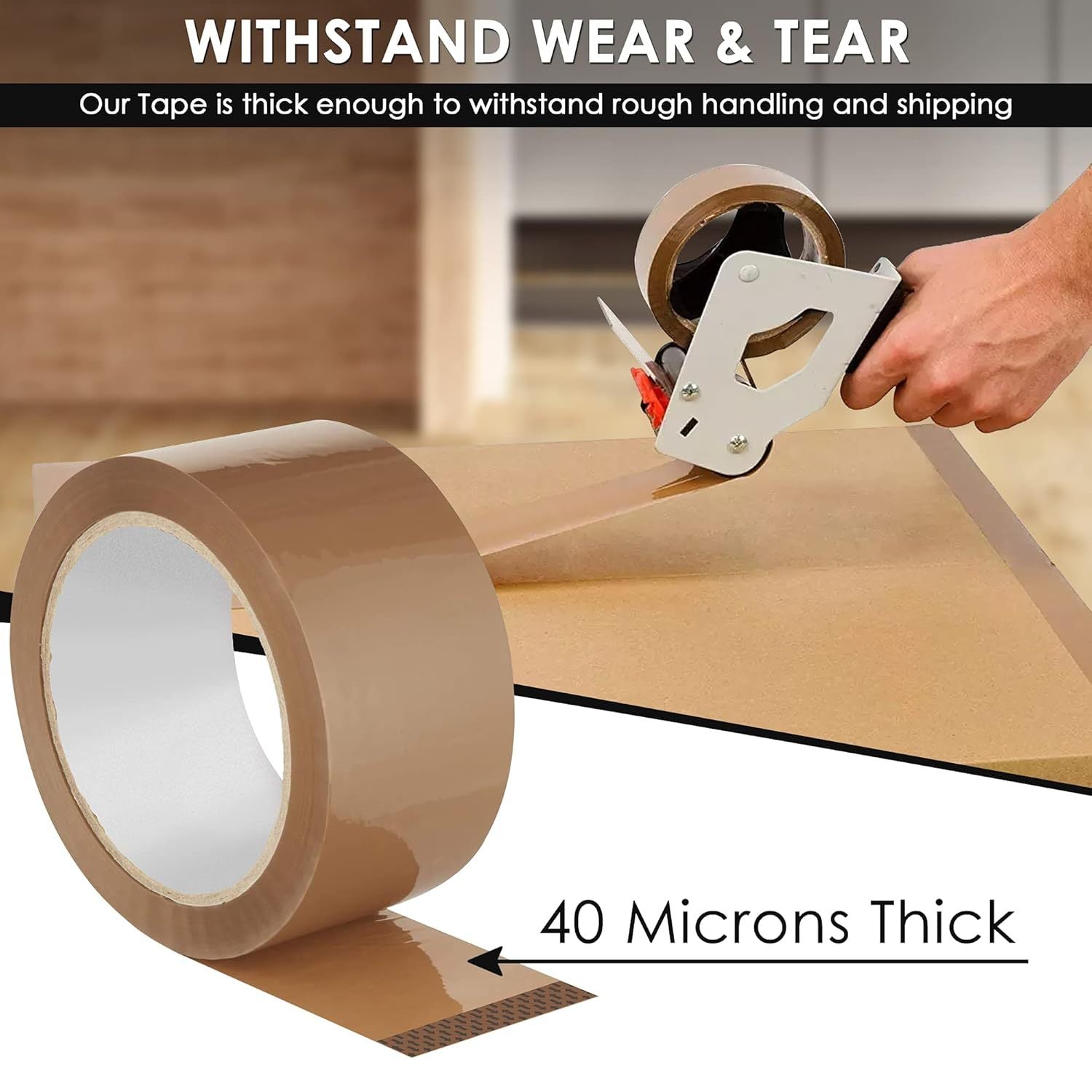 Packaging Tape with 48mm, 66m, 20 Rolls, AS SHOWN, Brown Rolls 66m Strong Adhesive Heavy - product gallery image 2