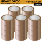 Packaging Tape with 48mm, 66m, 20 Rolls, AS SHOWN, Brown Rolls 66m Strong Adhesive Heavy