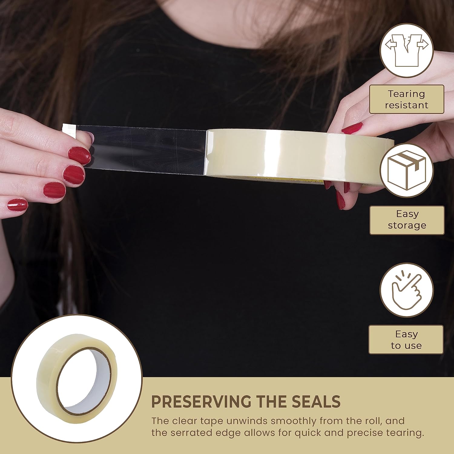 Packaging Tape with Self-Adhesive, 24mm, 66m, 24 Roll, 24 Rolls - product gallery image 4