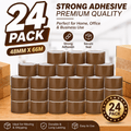 Packing Tape with 48mm, 66m, 24 Pack, As Shown, Brown 66m Strong Adhesive Parcel Sealing