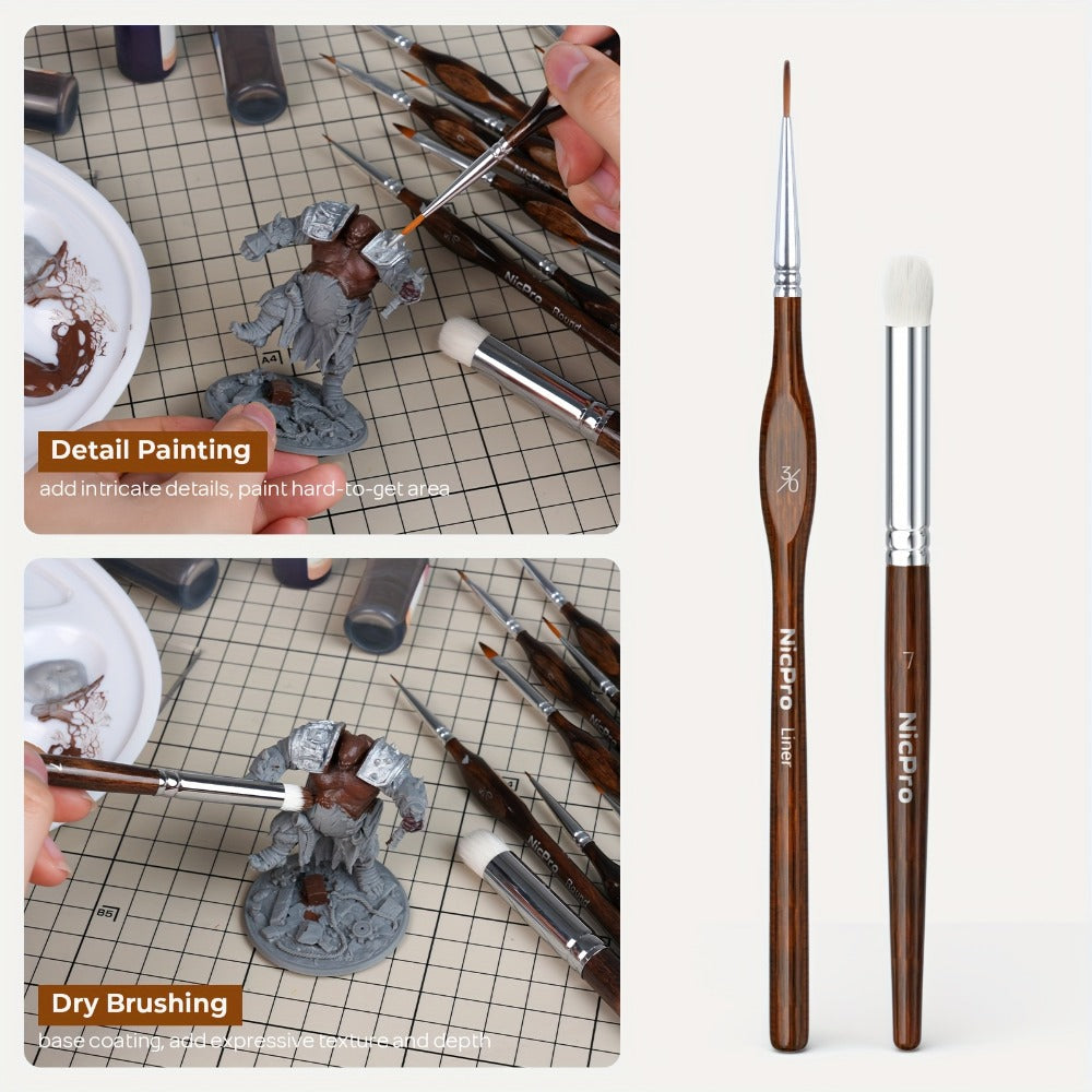 Paint Brush Set with Wood, Miniature Cloth Roll Detail Dry Kit - product gallery image 5
