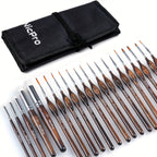 Paint Brush Set with Wood, Miniature Cloth Roll Detail Dry Kit - Wood option