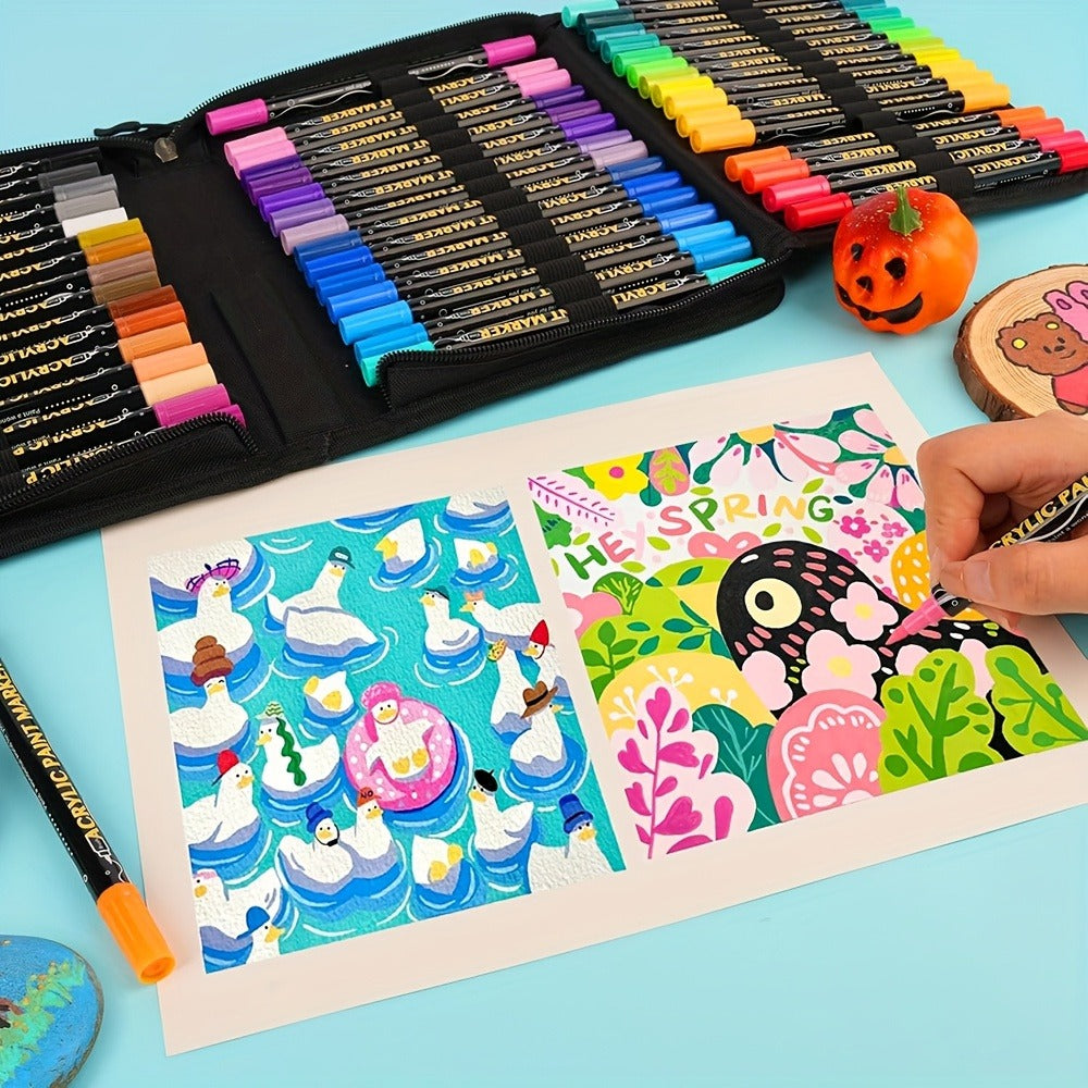 Paint Marker with Wood, Acrylic Pens Tote Bag or Dual-Tip - product gallery image 5