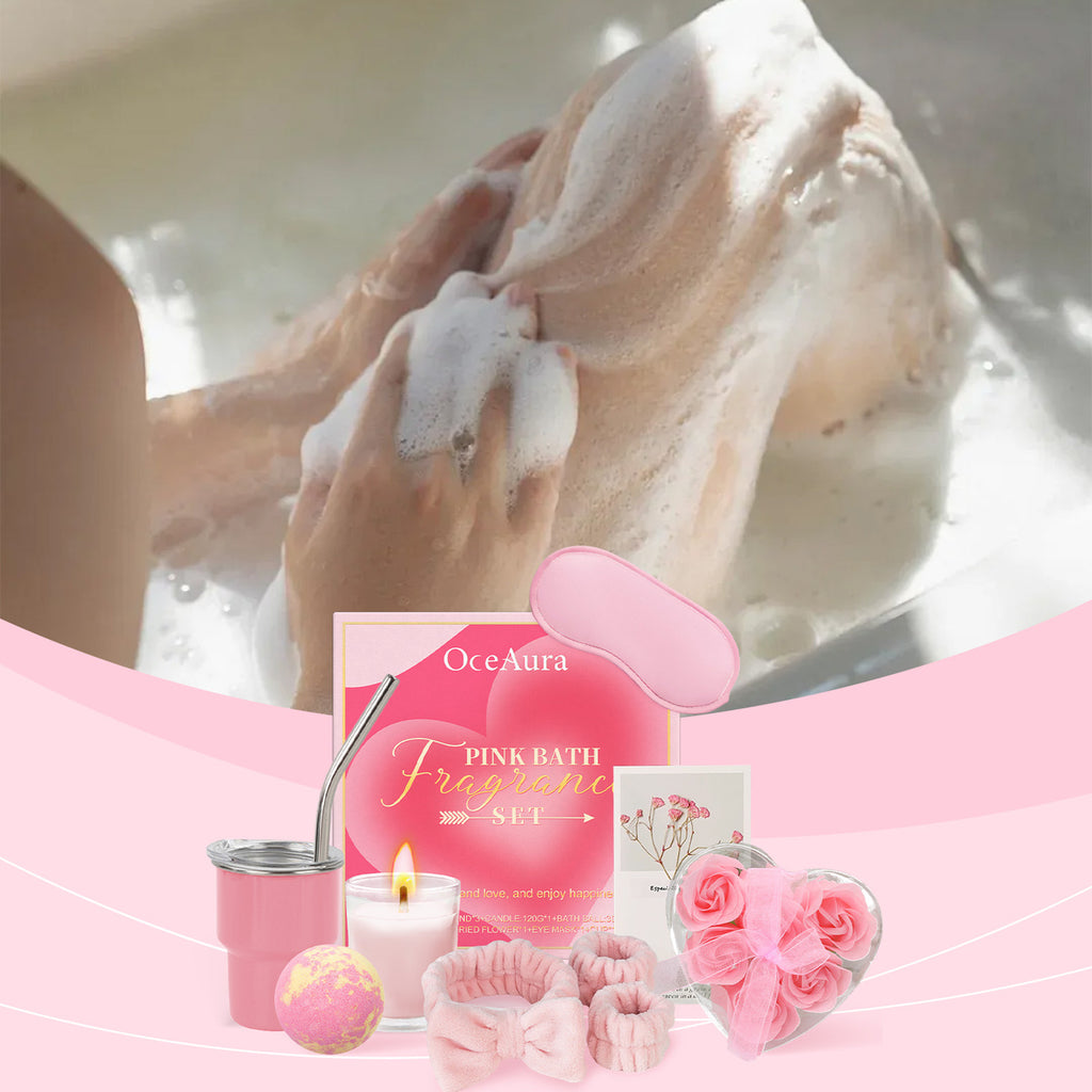 Pamper Gift Set with Rose Women Luxury Bath Bomb, Scented - product gallery image 9