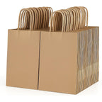 Paper Gift Bag with Plastic, 100 Pack, Kraft Bags Handles Thick Brown, Black - Brown option