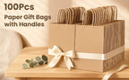 Paper Gift Bag with Plastic, 100 Pack, Kraft Bags Handles Thick Brown, Black - product gallery image 10