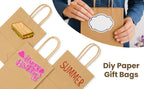 Paper Gift Bag with Plastic, 100 Pack, Kraft Bags Handles Thick Brown, Black - product gallery image 11