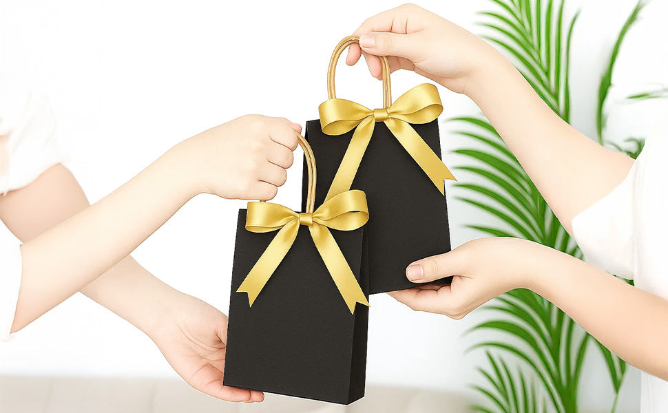 Paper Gift Bag with Plastic, 100 Pack, Kraft Bags Handles Thick Brown, Black - product gallery image 13