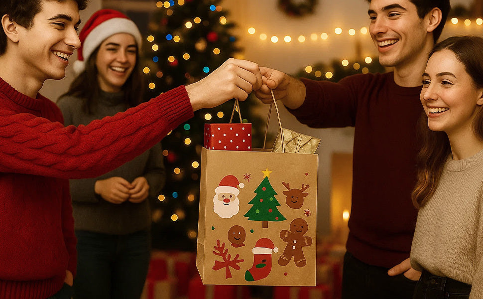 Paper Gift Bag with Plastic, 100 Pack, Kraft Bags Handles Thick Brown, Black - product gallery image 16