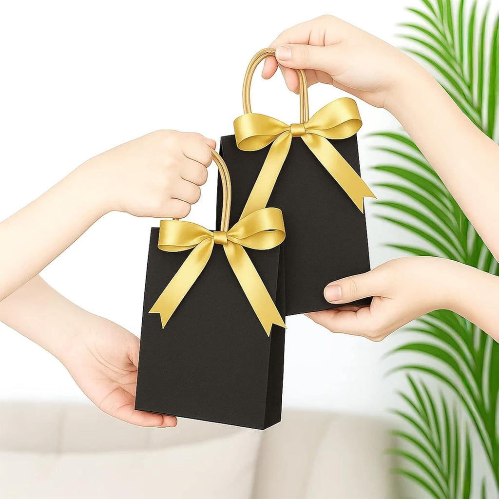 Paper Gift Bag with Plastic, 100 Pack, Kraft Bags Handles Thick Brown, Black - product gallery image 8