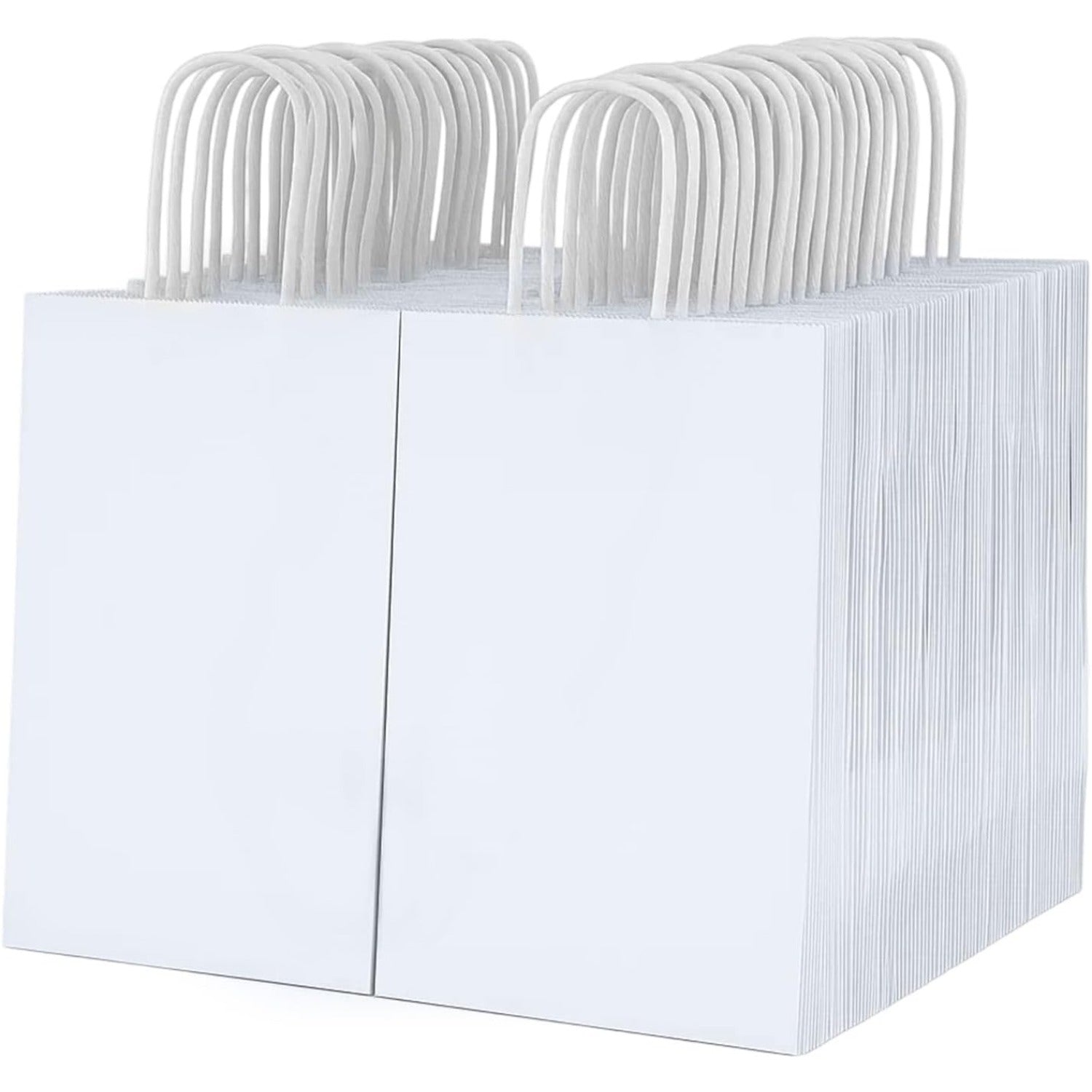 Paper Gift Bag with Plastic, 100 Pack, Kraft Bags Handles Thick Brown, Black - White option