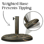 Parasol Base with 9kg, 32mm, 1, Round Bronze Cast Iron Effect Umbrella - product gallery image 6