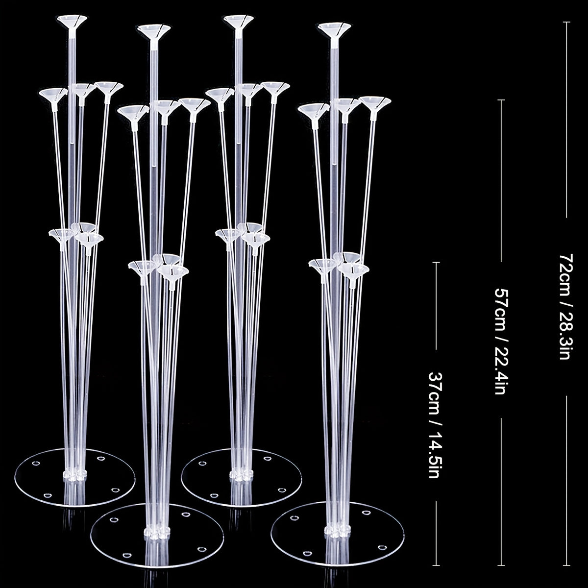 Party Decoration with Plastic, 4 Sets, Clear Plastic Balloon Stands 4-Pack Reusable - product gallery image 2