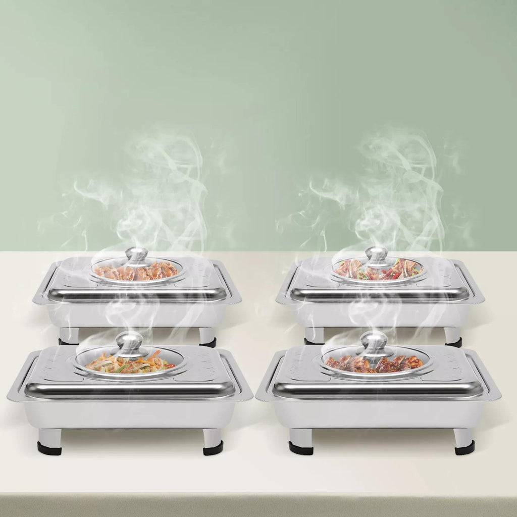 pcs Buffet Dish Tray Food Plate Server with Stainless Steel, 4pcs - product gallery image 2