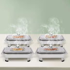 pcs Buffet Dish Tray Food Plate Server with Stainless Steel, 4pcs - product gallery image 2