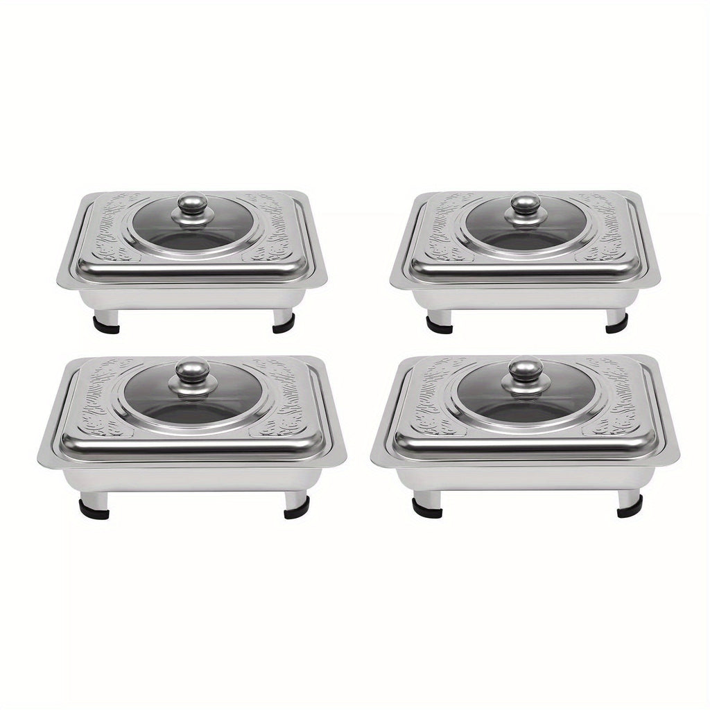 pcs Buffet Dish Tray Food Plate Server with Stainless Steel, 4pcs - product gallery image 4