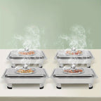 pcs Buffet Dish Tray Food Plate Server with Stainless Steel, 4pcs, Glass - product gallery image 2