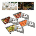 pcs Buffet Dish Tray Food Plate Server with Stainless Steel, 4pcs, Glass