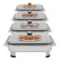 pcs Buffet Dish Tray Food Plate Server with Stainless Steel, 4pcs, Glass - Variant option