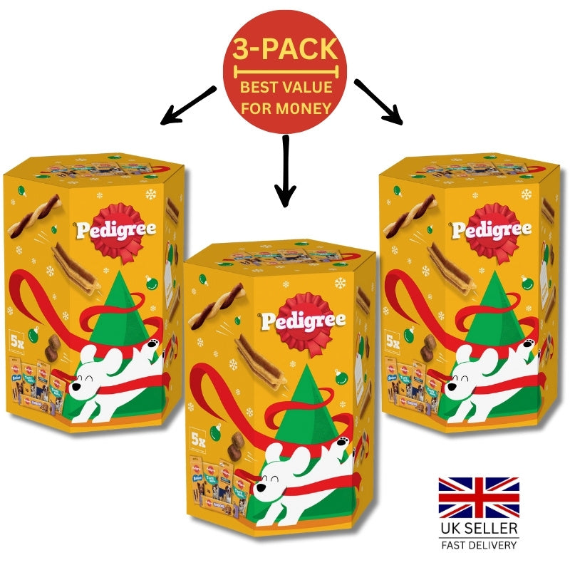Pedigree Christmas Dog Box 575g with Single OR 3-Pack Bundle Festive Treats - product gallery image 4