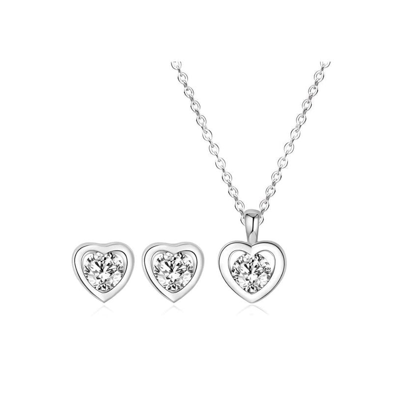 Pendant Necklace Austrian Crystal Heart Earrings Women with Metal - product gallery image 2