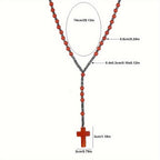 Pendant Necklace Natural Stone Beaded Cross Men Women - product gallery image 8