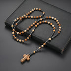 Pendant Necklace Natural Stone Beaded Cross Men Women