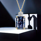 Pendant Necklace Silver Moissanite Blue Rectangular Perfume with Metal - product gallery image 3