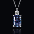 Pendant Necklace Silver Moissanite Blue Rectangular Perfume with Metal - Silvery option