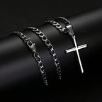Pendant Necklace Sterling Silver Cuban Chain Cross Solid - product gallery image 3