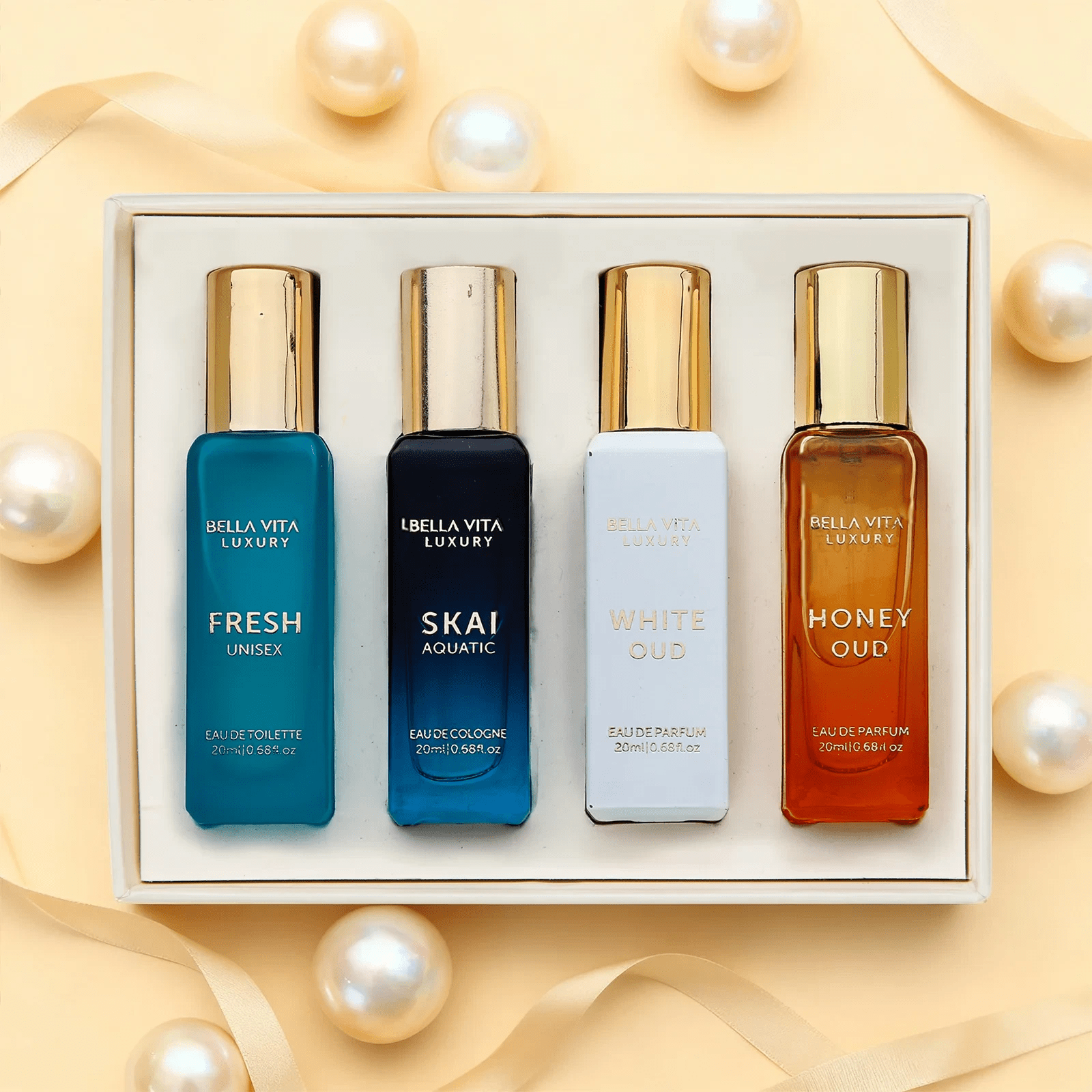Perfume Gift Set Unisex Mini by BellaVita Luxury 4x20ml with Leather - product gallery image 2