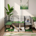 Pet Enclosure with 71 cm, Modular 2-Level Small Animals, Hamsters - Black option