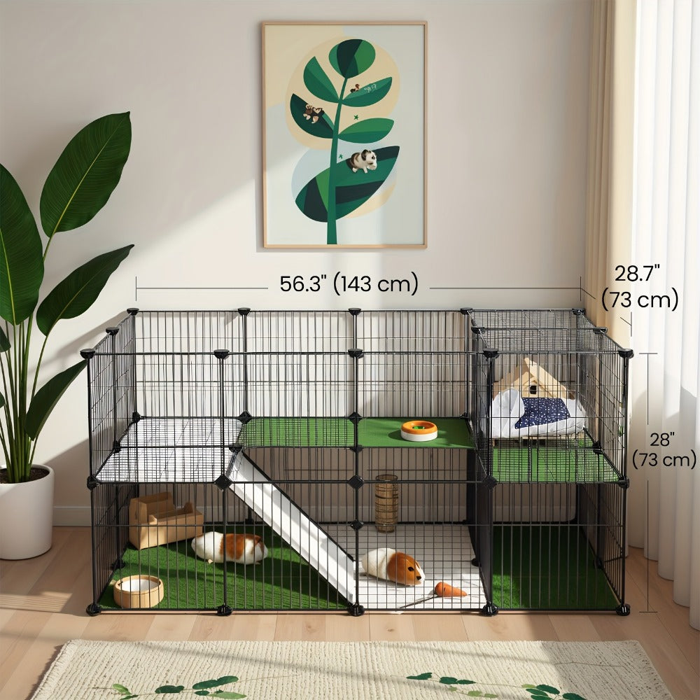 Pet Enclosure with 71 cm, Modular 2-Level Small Animals, Hamsters - product gallery image 2