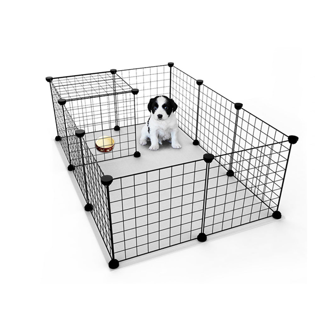 Pet Playpen with 35cm, Metal, Twelve-Panel Metal Grid Panels - product gallery image 12