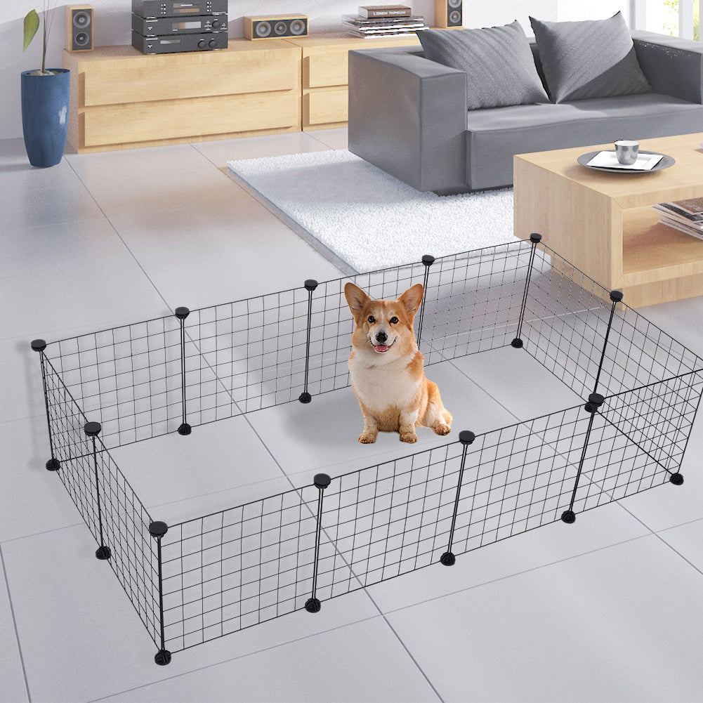 Pet Playpen with 35cm, Metal, Twelve-Panel Metal Grid Panels - product gallery image 5