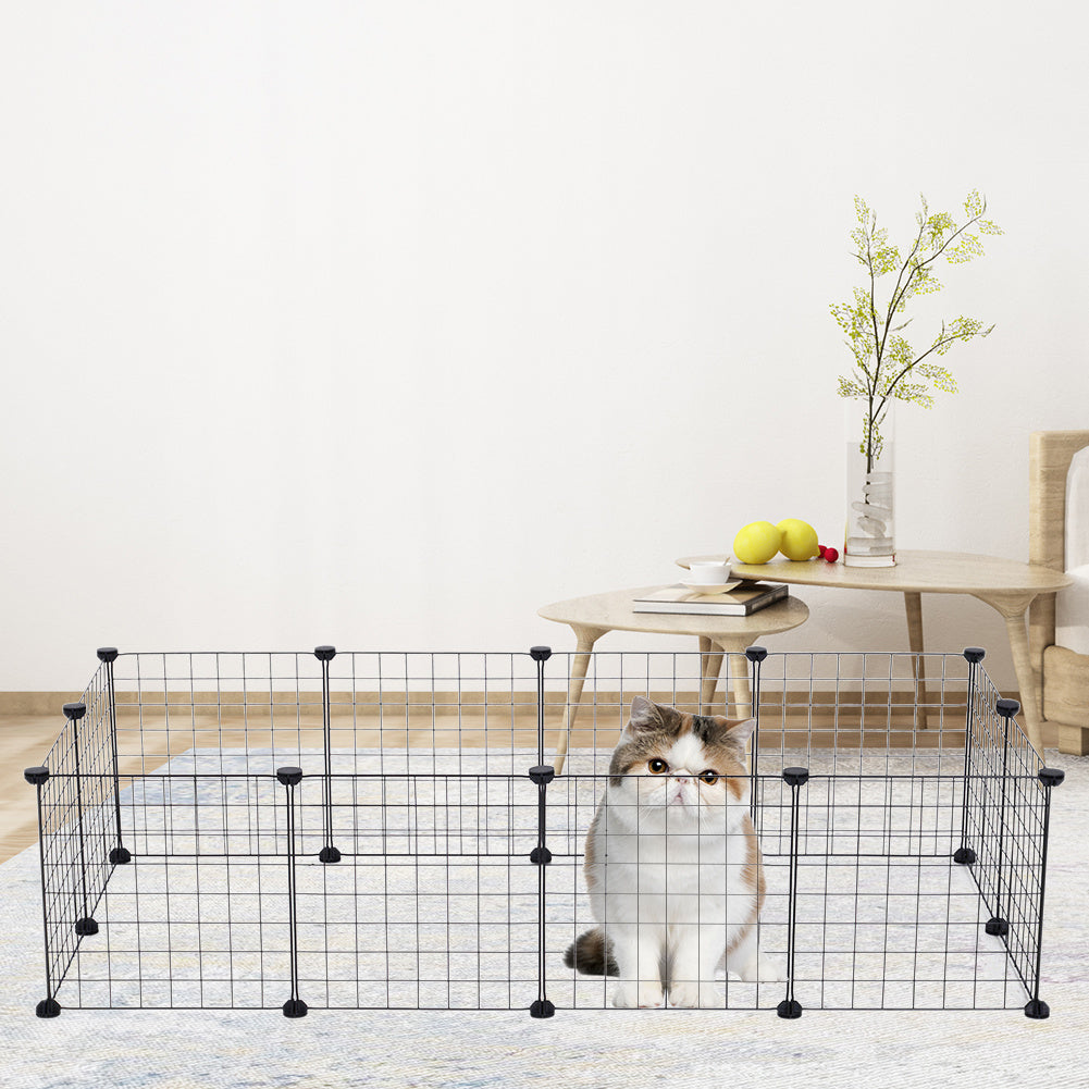 Pet Playpen with 35cm, Metal, Twelve-Panel Metal Grid Panels - product gallery image 7