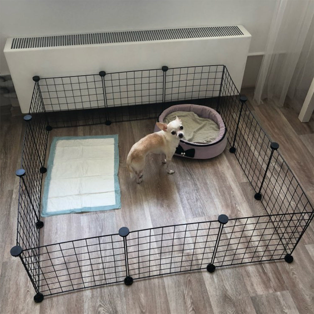 Pet Playpen with 35cm, Metal, Twelve-Panel Metal Grid Panels - product gallery image 8